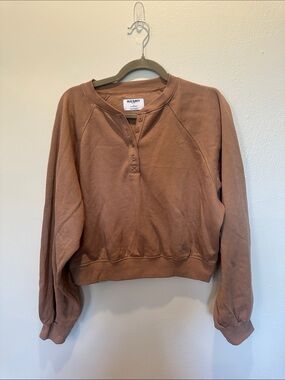 Old Navy Brown Henley Pullover Sweatshirt
